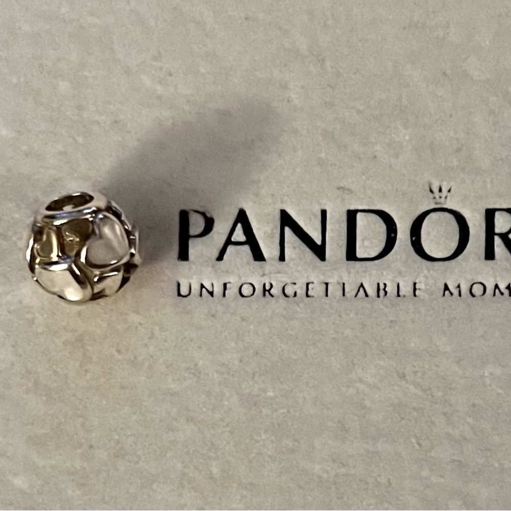 Pandora 14kt gold &silver hearts all around bracelet charm NEW